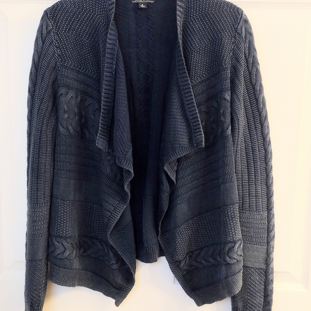 Earthy Cabincore Cottagecore Granola Cable Sweater Navy Blue Size S Lucky Brand
